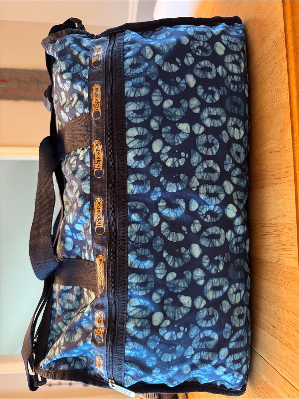 Lesportsac Navy and Light Blue Patterned Duffel